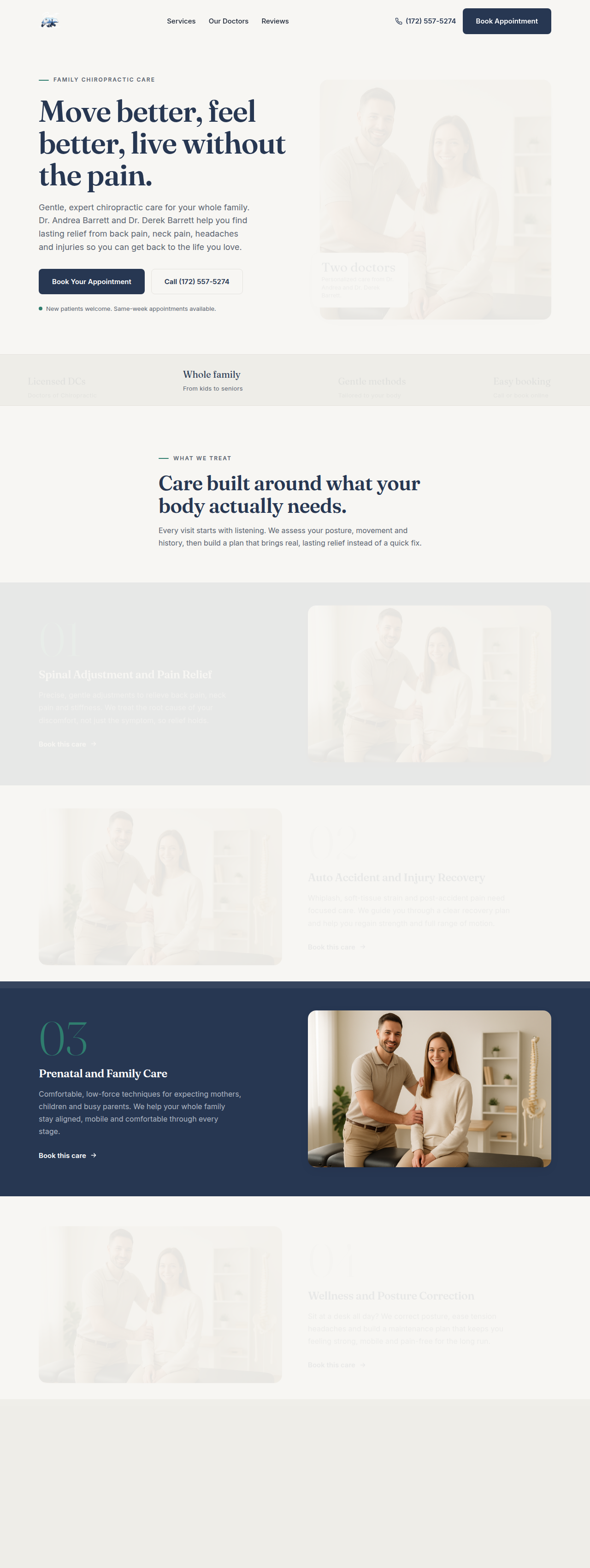 After: the redesigned chiropractic homepage our engine built